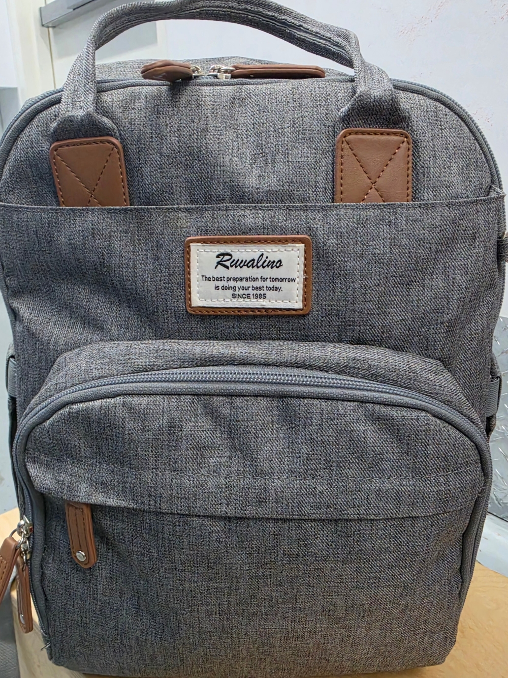 Gray Diaper Bag Backpack-Multifunction Travel Baby Diaper Bag